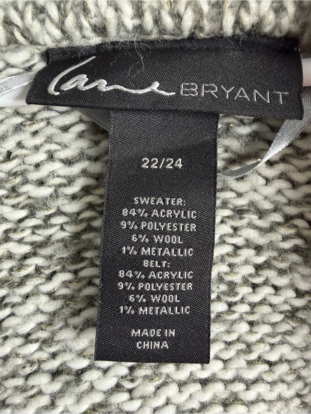 Lane Bryant Gray Marled Hooded Belted Wool Blend Sweater Plus Size Cozy Knit - Picture 4 of 6